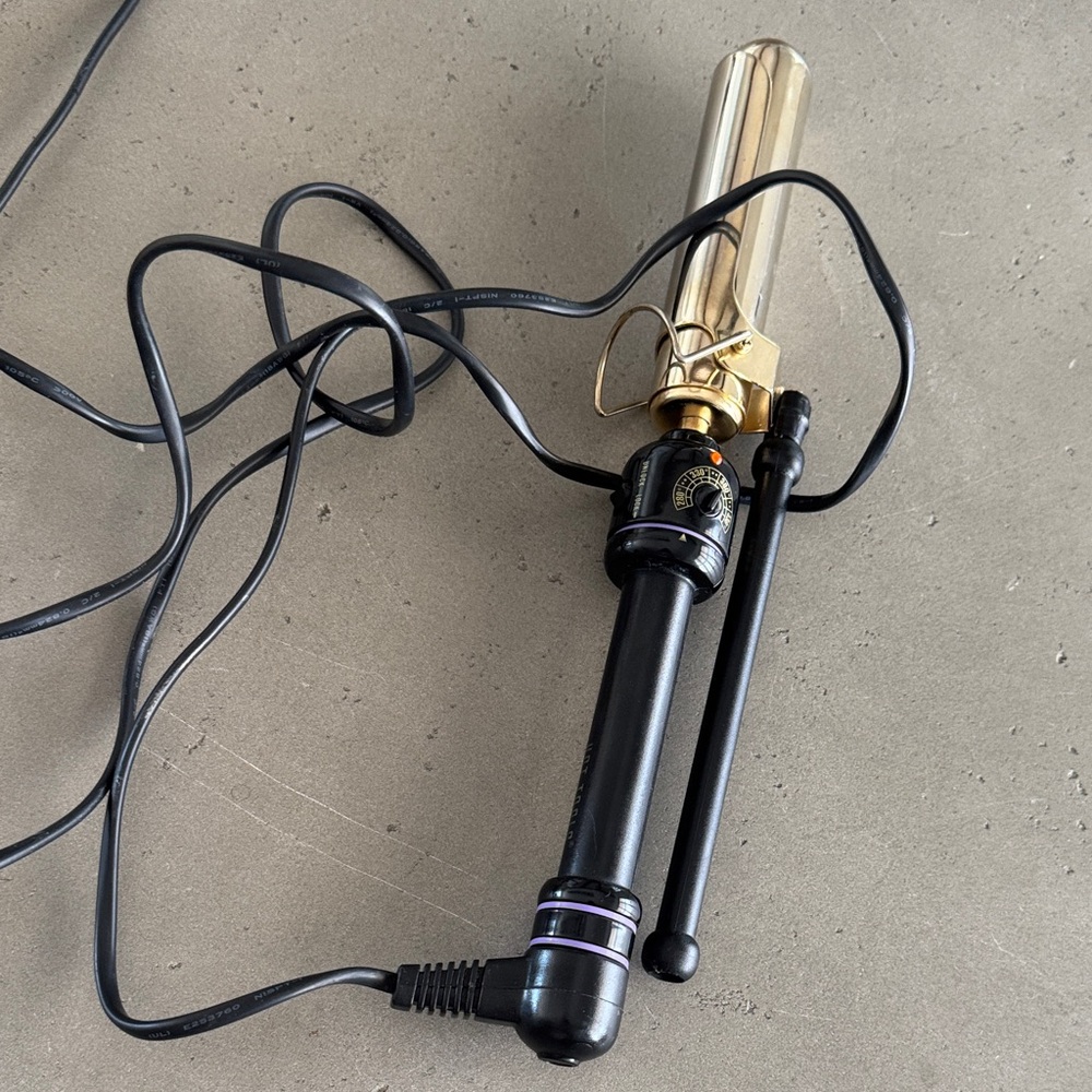 Gold & Black Curling Iron with Clamp